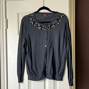 Merona Dark Gray Beaded Cardigan